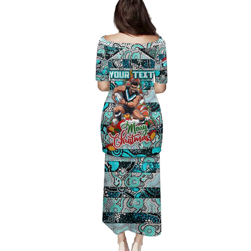 Custom Power Rugby Merry Christmas Family Matching Puletasi and Hawaiian Shirt Indigenous Australian Art