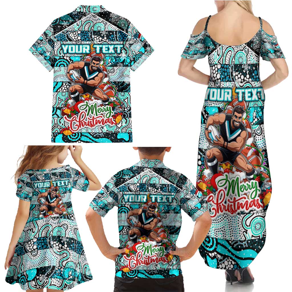 Custom Power Rugby Merry Christmas Family Matching Summer Maxi Dress and Hawaiian Shirt Indigenous Australian Art