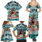 Custom Power Rugby Merry Christmas Family Matching Summer Maxi Dress and Hawaiian Shirt Indigenous Australian Art