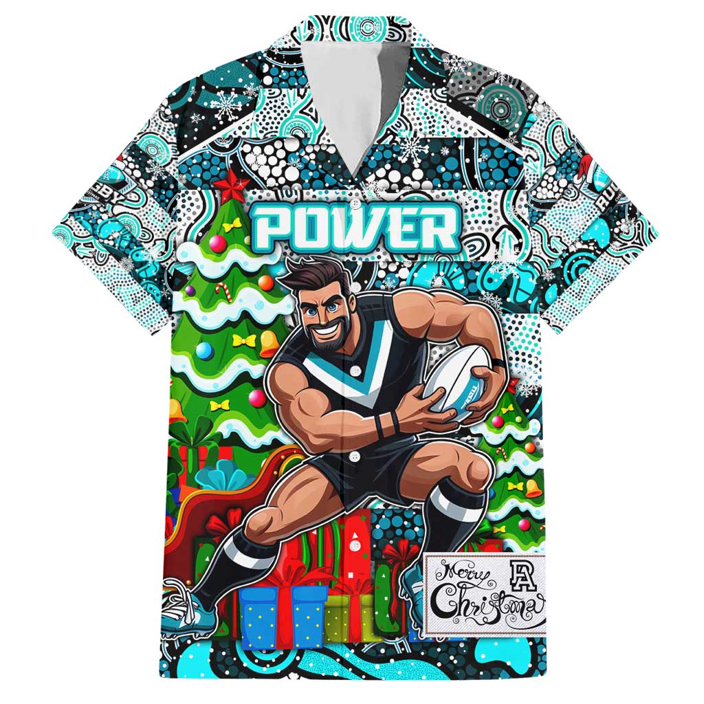 Custom Power Rugby Merry Christmas Hawaiian Shirt Indigenous Australian Art