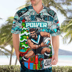 Custom Power Rugby Merry Christmas Hawaiian Shirt Indigenous Australian Art