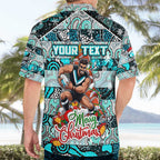 Custom Power Rugby Merry Christmas Hawaiian Shirt Indigenous Australian Art