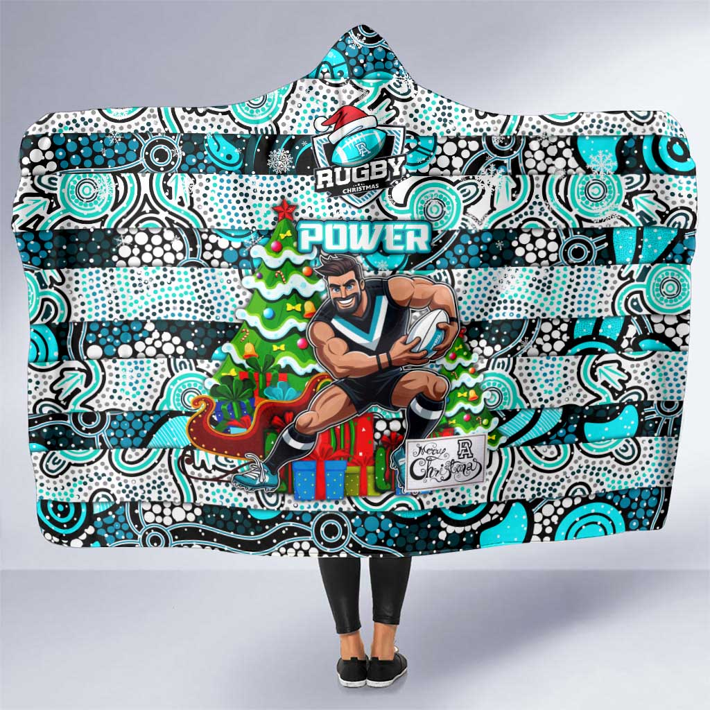 Power Football Merry Christmas Hooded Blanket Indigenous Australian Art