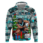 Custom Power Rugby Merry Christmas Hoodie Indigenous Australian Art