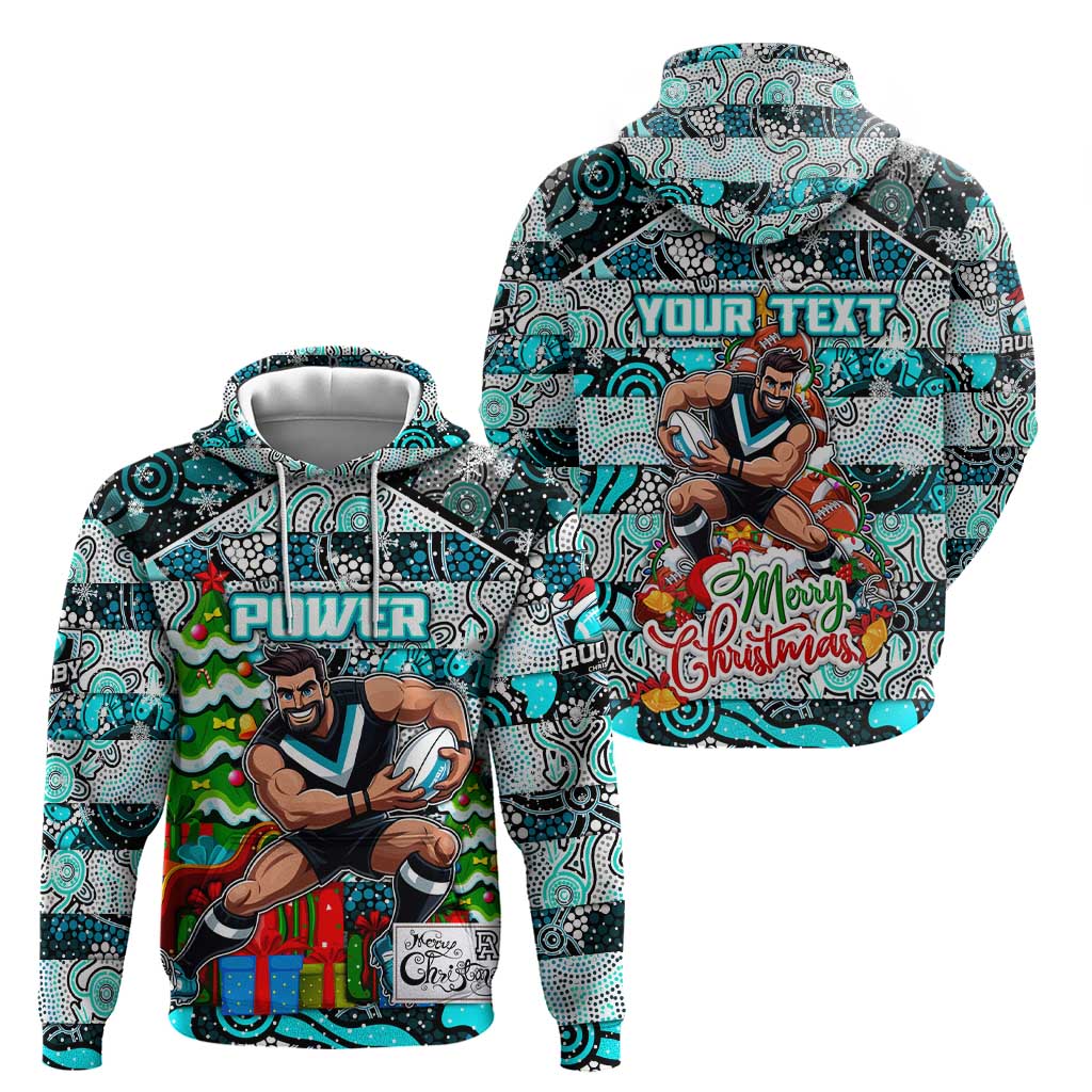 Custom Power Rugby Merry Christmas Hoodie Indigenous Australian Art