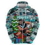 Custom Power Rugby Merry Christmas Hoodie Indigenous Australian Art