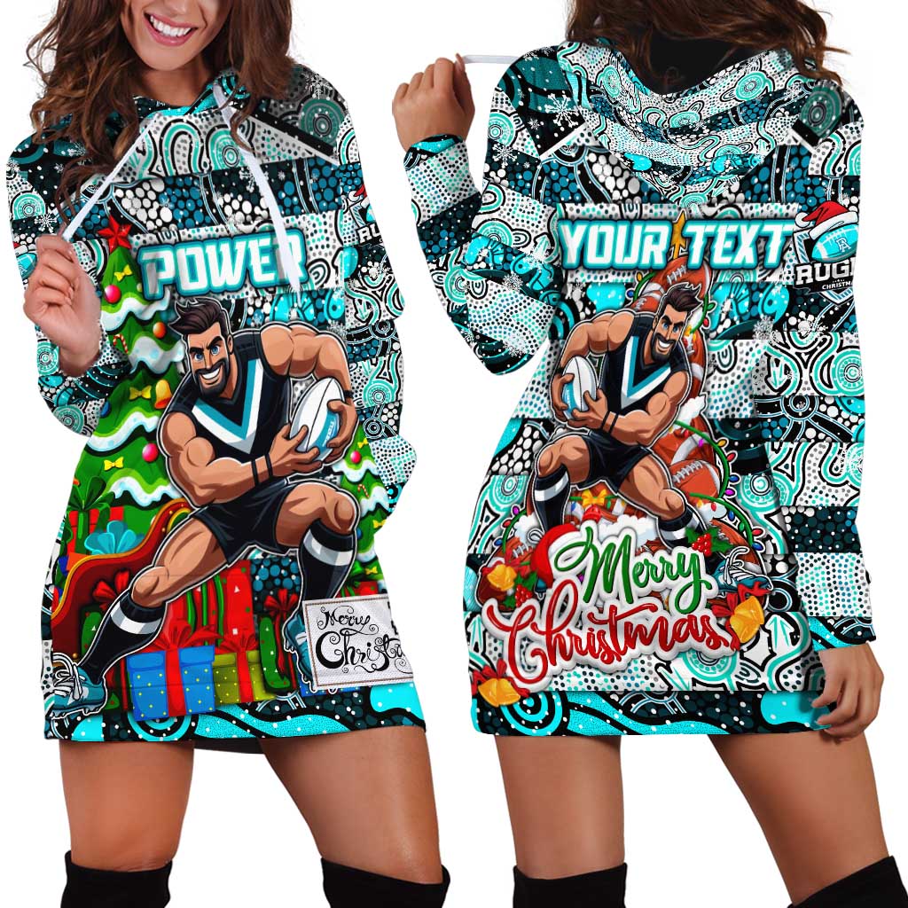 Custom Power Rugby Merry Christmas Hoodie Dress Indigenous Australian Art