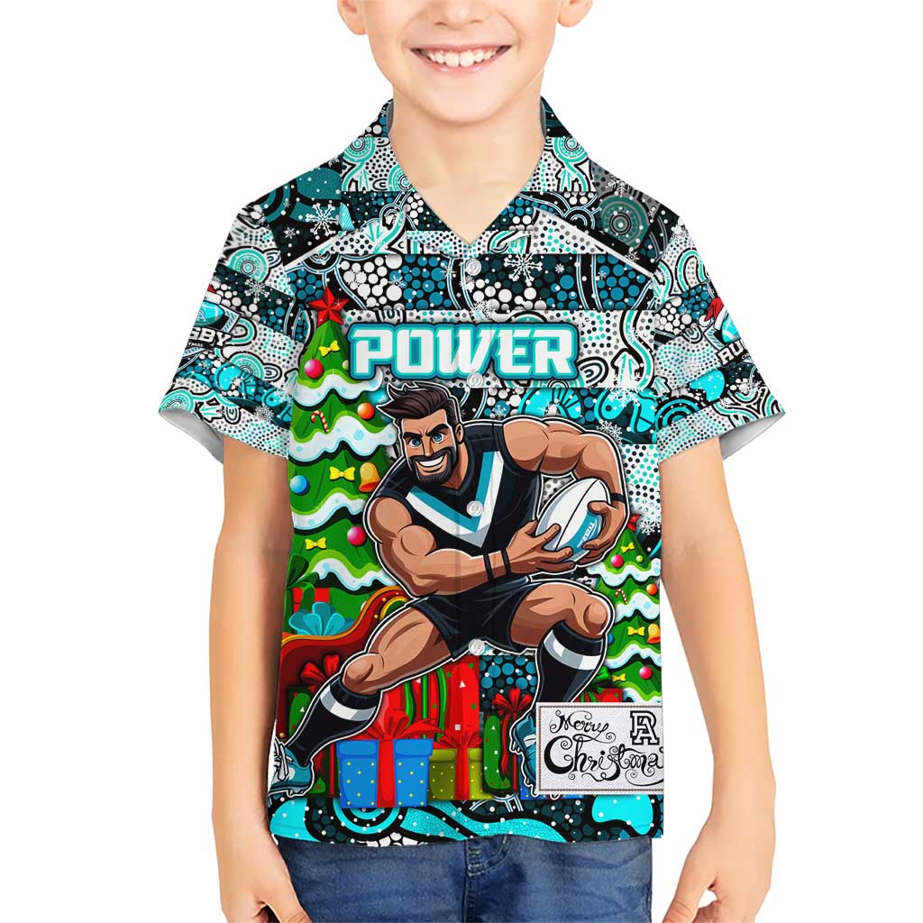 Custom Power Rugby Merry Christmas Kid Hawaiian Shirt Indigenous Australian Art