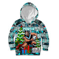 Custom Power Rugby Merry Christmas Kid Hoodie Indigenous Australian Art