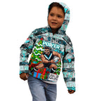 Custom Power Rugby Merry Christmas Kid Hoodie Indigenous Australian Art