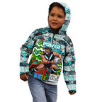 Custom Power Rugby Merry Christmas Kid Hoodie Indigenous Australian Art