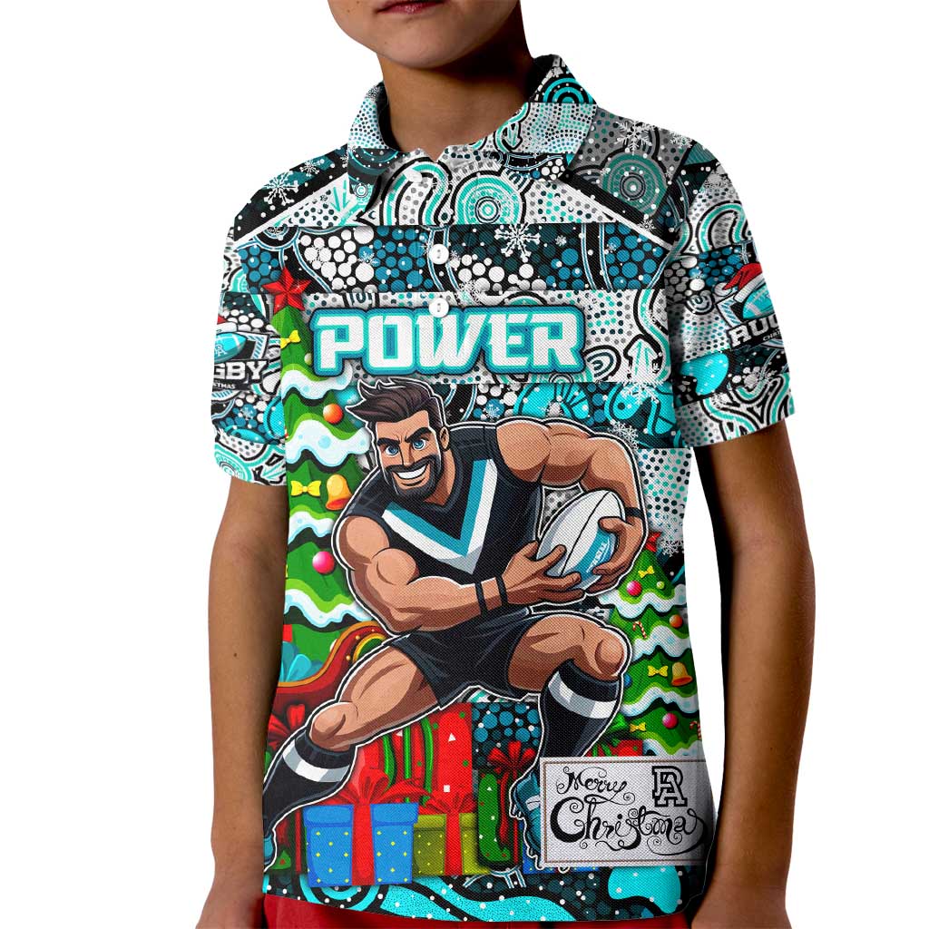 Custom Power Rugby Merry Christmas Kid Polo Shirt Indigenous Australian Art