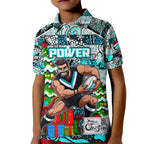 Custom Power Rugby Merry Christmas Kid Polo Shirt Indigenous Australian Art