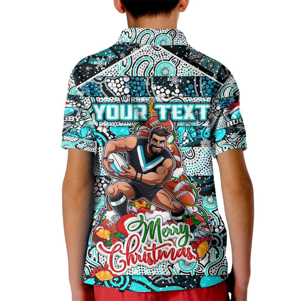 Custom Power Rugby Merry Christmas Kid Polo Shirt Indigenous Australian Art