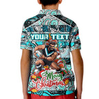 Custom Power Rugby Merry Christmas Kid Polo Shirt Indigenous Australian Art