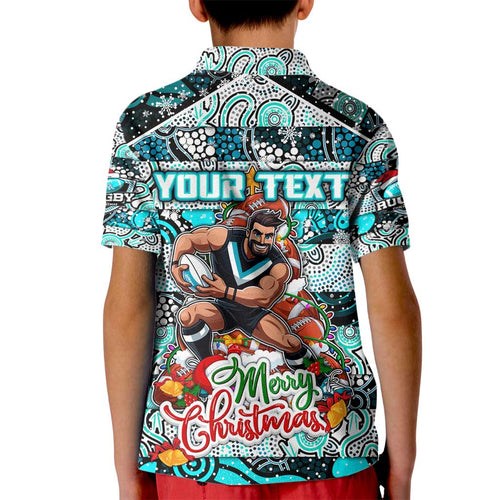 Custom Power Rugby Merry Christmas Kid Polo Shirt Indigenous Australian Art