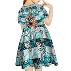 Custom Power Rugby Merry Christmas Kid Short Sleeve Dress Indigenous Australian Art