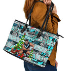 Power Football Merry Christmas Leather Tote Bag Indigenous Australian Art