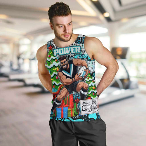 Custom Power Rugby Merry Christmas Men Tank Top Indigenous Australian Art