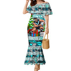 Custom Power Rugby Merry Christmas Mermaid Dress Indigenous Australian Art