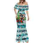 Custom Power Rugby Merry Christmas Mermaid Dress Indigenous Australian Art
