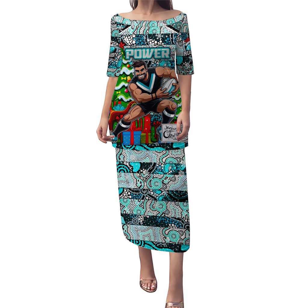 Custom Power Rugby Merry Christmas Puletasi Indigenous Australian Art