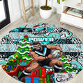 Power Football Merry Christmas Round Carpet Indigenous Australian Art
