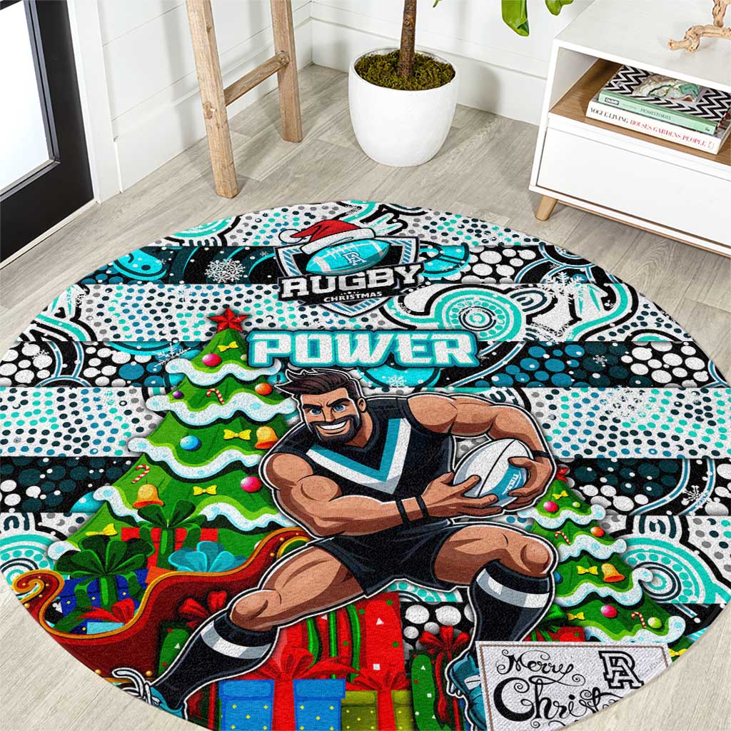 Power Football Merry Christmas Round Carpet Indigenous Australian Art
