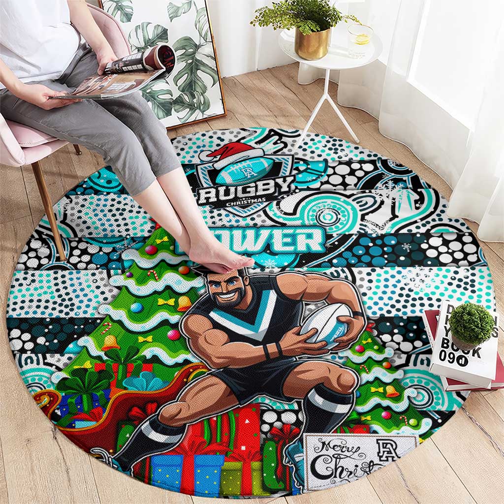 Power Football Merry Christmas Round Carpet Indigenous Australian Art