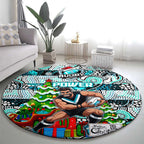 Power Football Merry Christmas Round Carpet Indigenous Australian Art