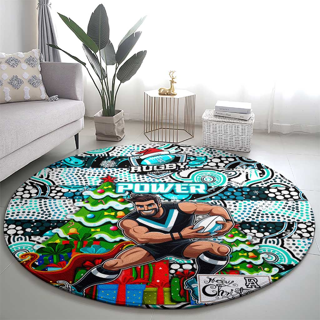 Power Football Merry Christmas Round Carpet Indigenous Australian Art