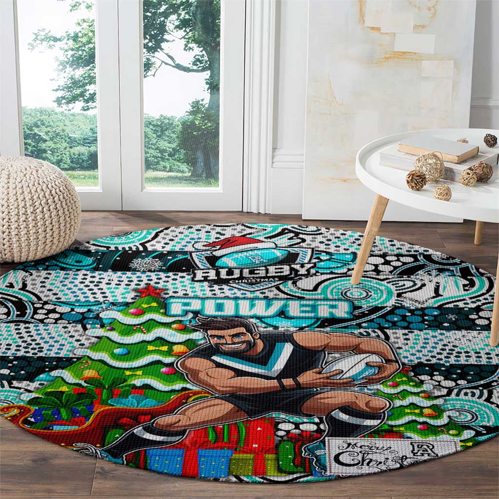 Power Football Merry Christmas Round Carpet Indigenous Australian Art