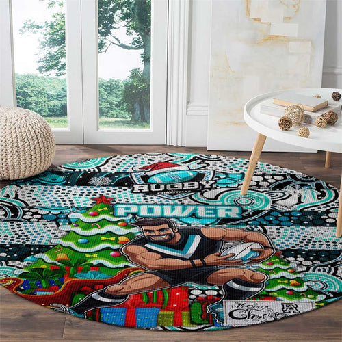 Power Football Merry Christmas Round Carpet Indigenous Australian Art