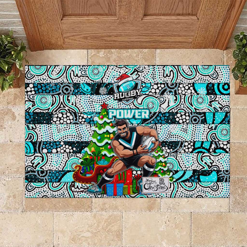Power Football Merry Christmas Rubber Doormat Indigenous Australian Art