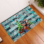 Power Football Merry Christmas Rubber Doormat Indigenous Australian Art