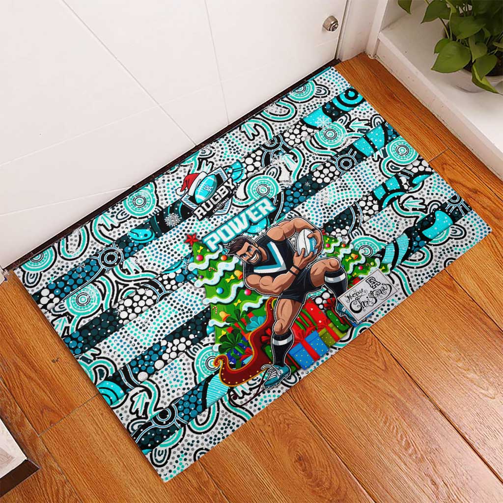 Power Football Merry Christmas Rubber Doormat Indigenous Australian Art