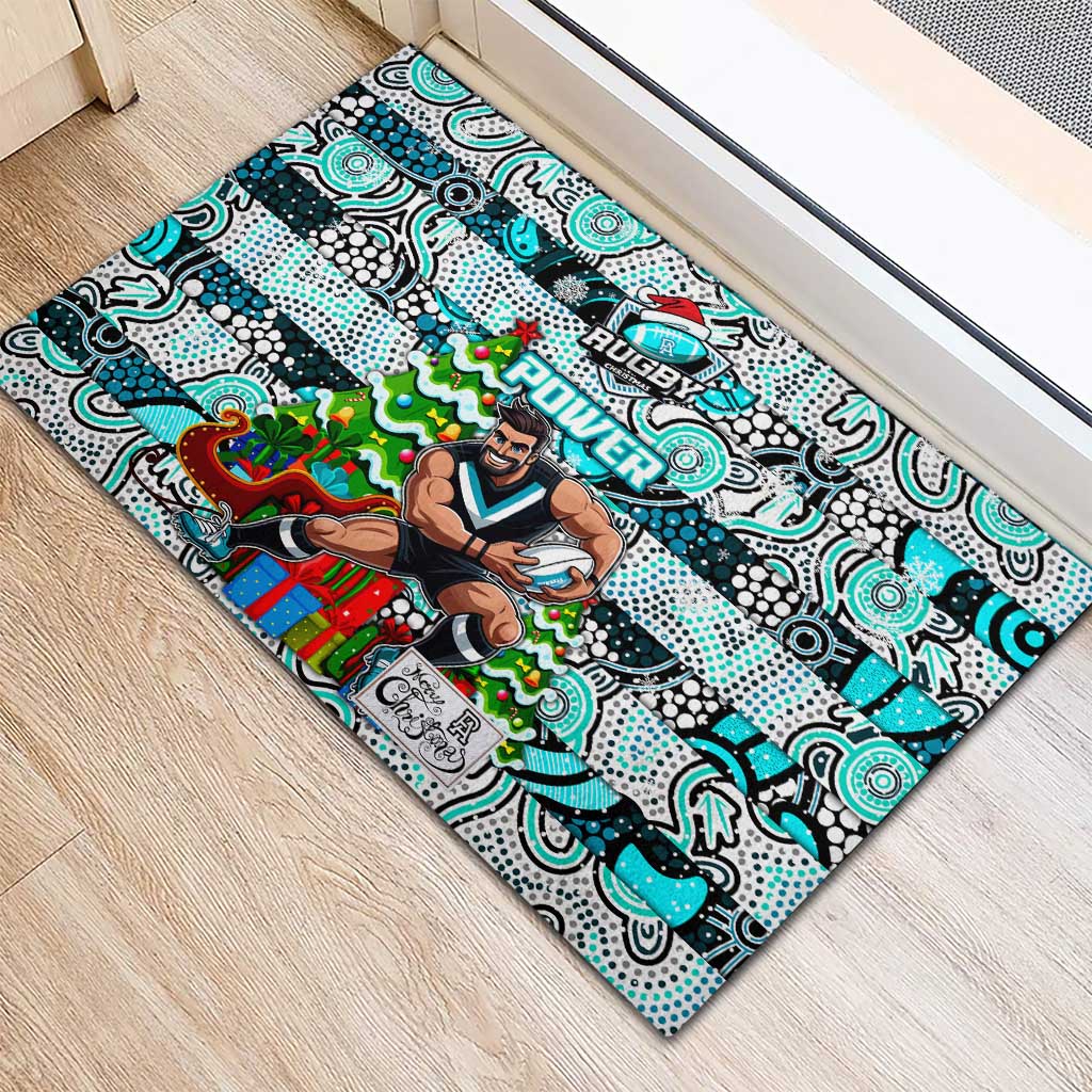 Power Football Merry Christmas Rubber Doormat Indigenous Australian Art