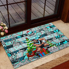 Power Football Merry Christmas Rubber Doormat Indigenous Australian Art