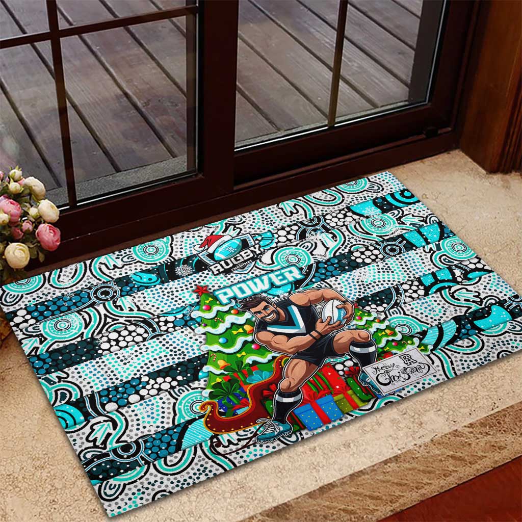Power Football Merry Christmas Rubber Doormat Indigenous Australian Art