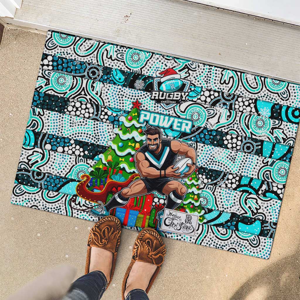 Power Football Merry Christmas Rubber Doormat Indigenous Australian Art
