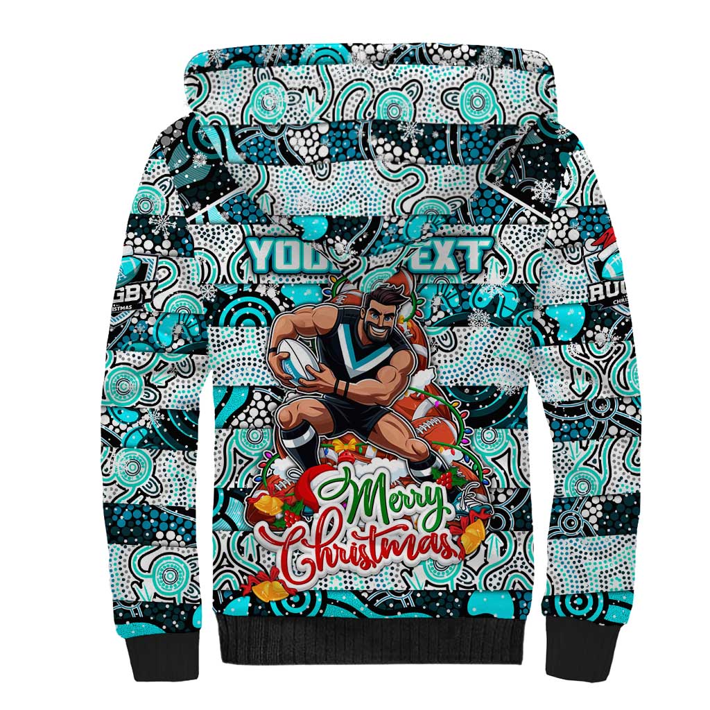 Custom Power Rugby Merry Christmas Sherpa Hoodie Indigenous Australian Art