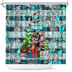 Power Football Merry Christmas Shower Curtain Indigenous Australian Art
