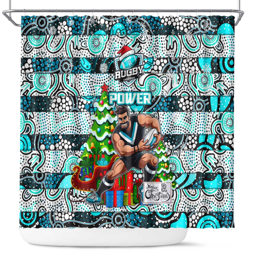 Power Football Merry Christmas Shower Curtain Indigenous Australian Art