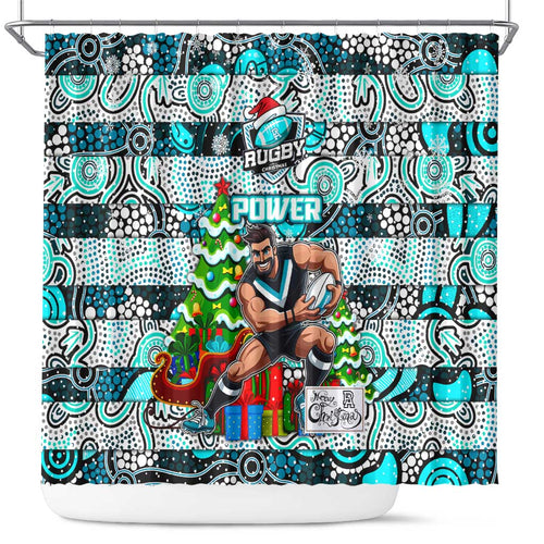 Power Football Merry Christmas Shower Curtain Indigenous Australian Art