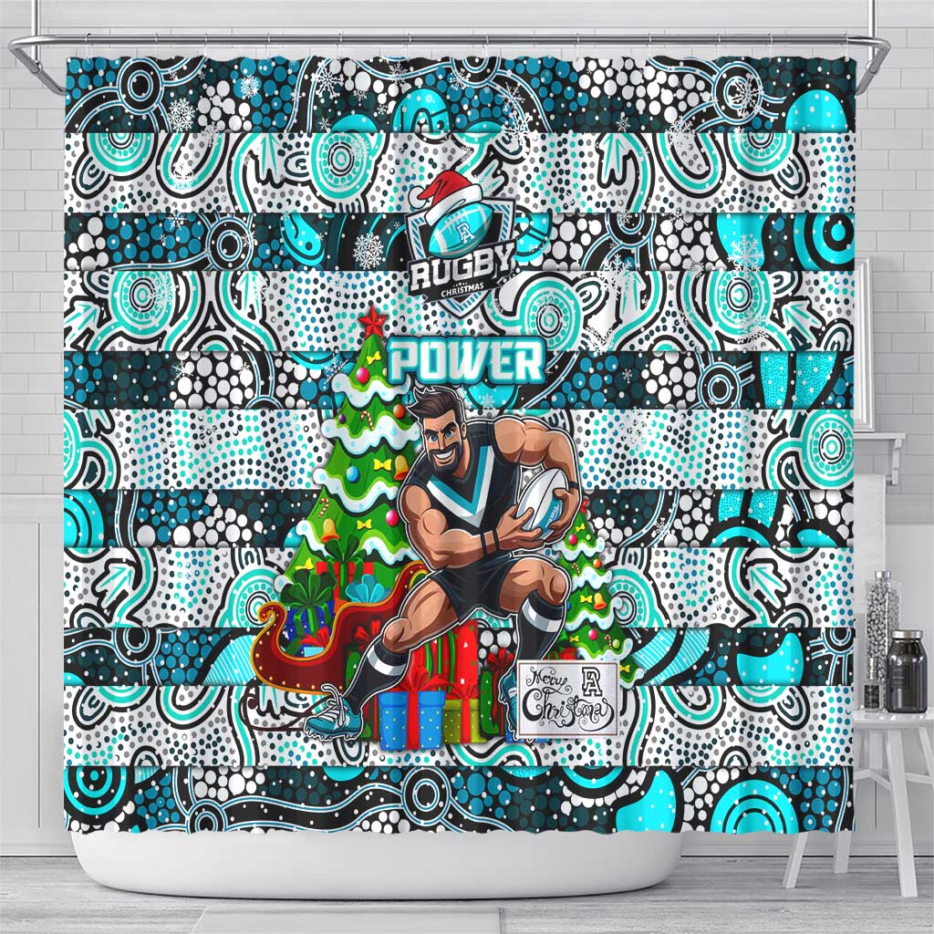 Power Football Merry Christmas Shower Curtain Indigenous Australian Art