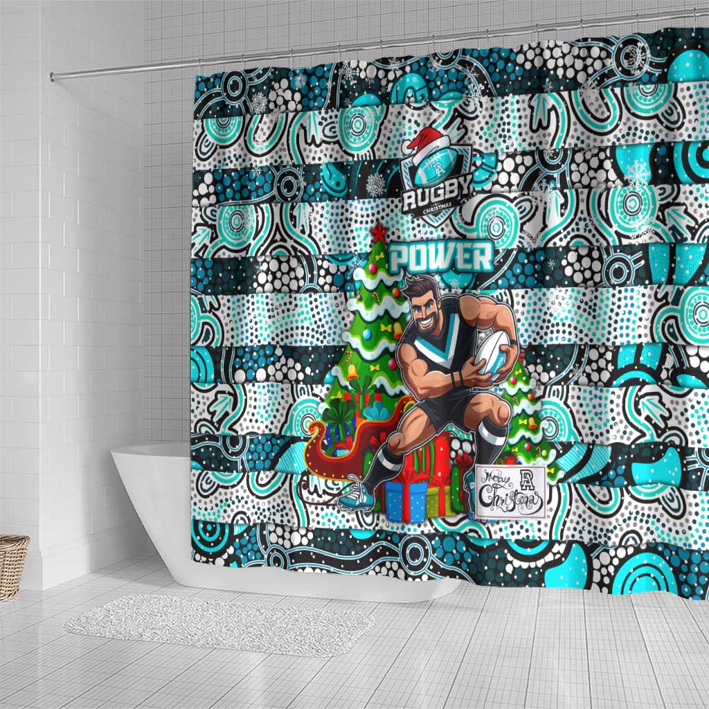 Power Football Merry Christmas Shower Curtain Indigenous Australian Art