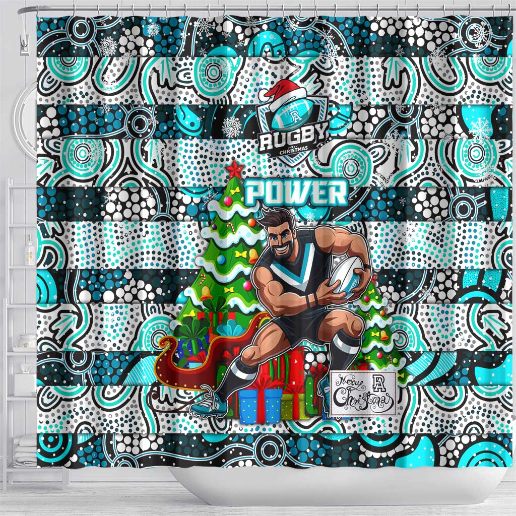 Power Football Merry Christmas Shower Curtain Indigenous Australian Art