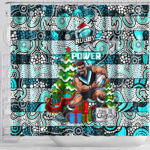 Power Football Merry Christmas Shower Curtain Indigenous Australian Art