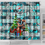 Power Football Merry Christmas Shower Curtain Indigenous Australian Art