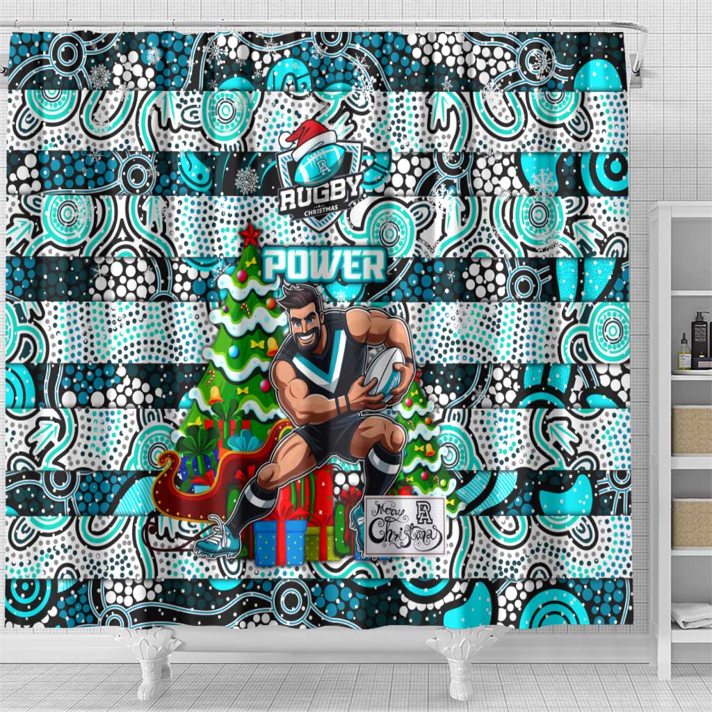 Power Football Merry Christmas Shower Curtain Indigenous Australian Art